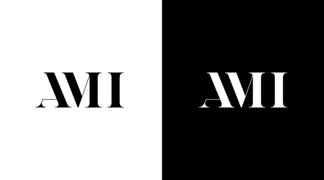 business logo minimalist monogram ami letter initial black and white icon illustration style Designs templates