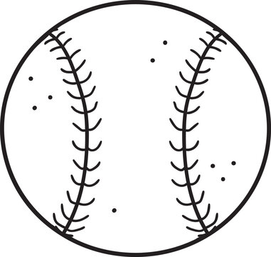 Baseball ball black and white illustration. Vector illustration, sports.
