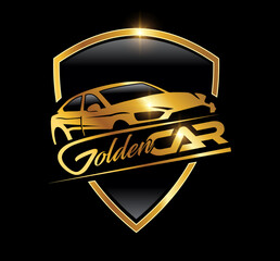 Golden Car Logo vector Icon