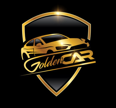 Golden Car Logo vector Icon