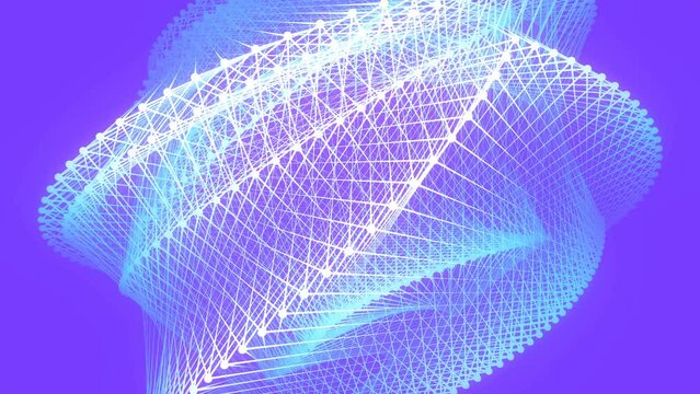 Background with futuristic wire neon structure. 3d rendering loop animation