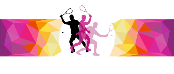 Creative squash sport background illustration for use as a template for flyer or for use in web design. © Salome