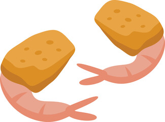 Fried shrimp icon isometric vector. Japanese tempura. Snack cutlet