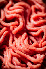 Raw minced fresh meat. Macro background. 
