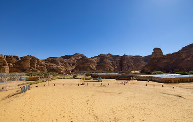 Fototapeta na wymiar Desert tented resorts in Al Ula, north west Saudi Arabia