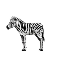 Fototapeta na wymiar color drawing sketch of animal, hand drawn zebra , isolated nature design element
