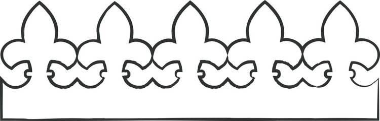 Black brush line silhouette of galette des rois couronne, french epiphany king cake crown vector illustration - obrazy, fototapety, plakaty