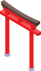 Chinese arch icon isometric vector. Sakura art. China fashion