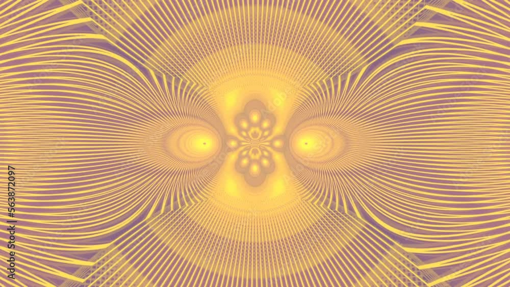 Poster Twisted architectural yellow wire construction. 3d rendering loop animation