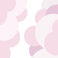 Pink pastel vector clouds. Pastel colors circles background. Valentine greeting card