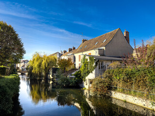 Fototapeta premium Street view of old village Nemours in France