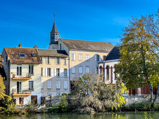 Street view of old village Nemours in France