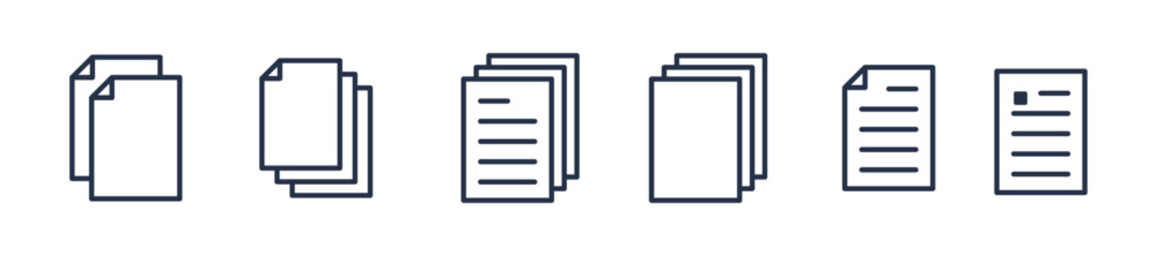 Paper documents icons. Lineicons set. Vector illustration