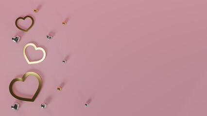 Elegant background with gold hearts. Valentine's day.