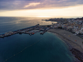 aerial view of the pier of los cristianos