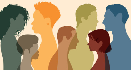 Diversity and Friendship between multiethnic people. People and Multiracial society. Flat vector illustration