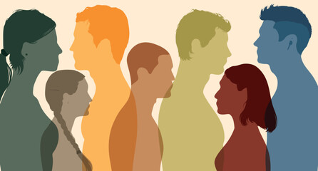 Diversity people. Multicultural and multiracial society. Flat vector illustration