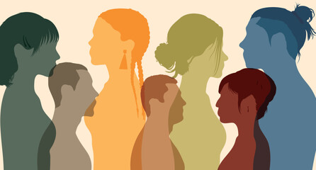 Teamwork and diverse business. Friendship between international people. Flat vector illustration
