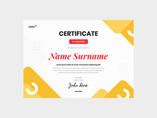 Yellow Square with Rounded Ornaments Certificate Template. This design incorporates a yellow square background adorned with rounded ornaments, providing a blend of modernity and sophistication. 