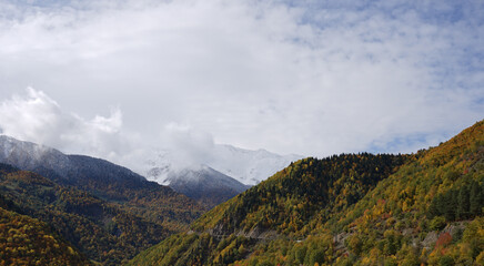 Beautiful autumn mountain landscape of the Caucasus mountain range