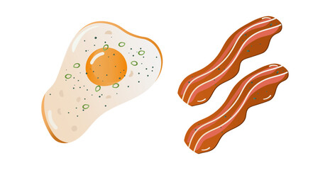 fried egg and bacon for breakfast. Food icon 