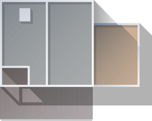 Building top view for landscape design.  Object for plan, map, City.  House, townhouse, condominium, residential, apartment, cottage, city house from above