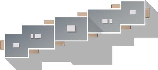 Building top view for landscape design.  Object for plan, map, City.  House, townhouse, condominium, residential, apartment, cottage, city house from above