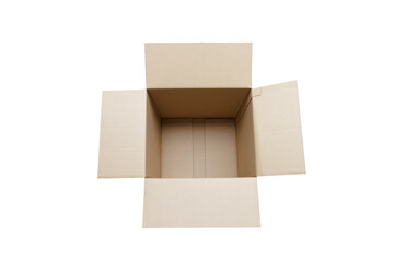 Empty open rectangular cardboard box isolate on white background. top view.