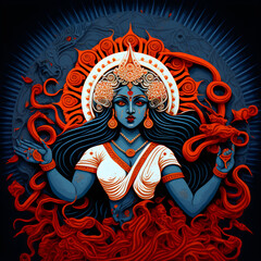 Hindu Devi Mahakali. Hindu Goddess Kali - obrazy, fototapety, plakaty