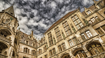 New Town Hall, 19th Century Gothic Revival Style, Marienplatz, Munich, Bavaria, Germany, Europe