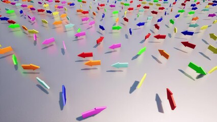 Colored arrows on the background of a metal surface the concept of choice 4k