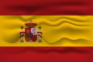 Waving flag of the country Spain. Vector illustration.