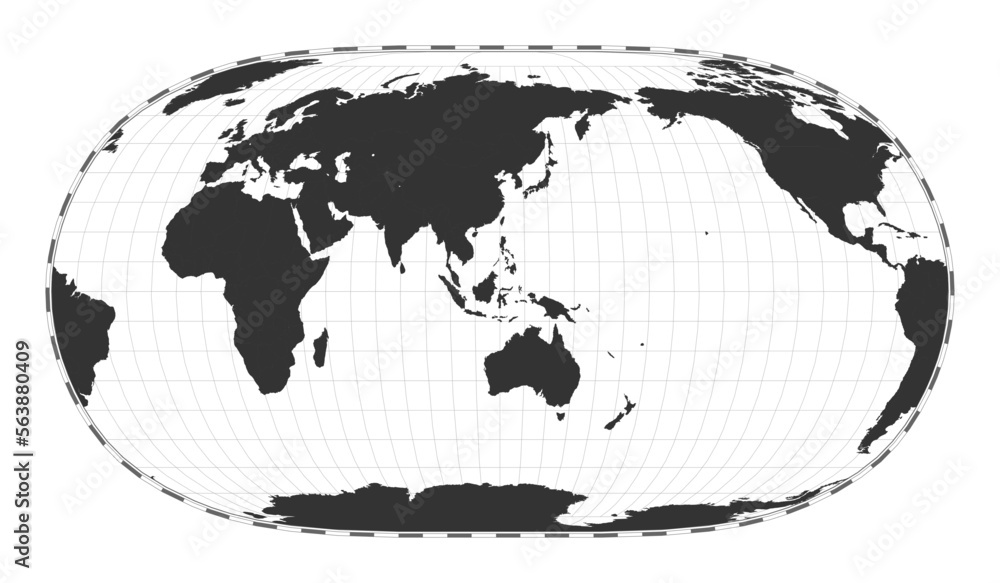 Poster vector world map in natural earth ii projection. plain geographical map with latitude and longitude 