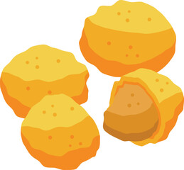 Chicken meat balls icon isometric vector. Cheese food. Fried cuisine