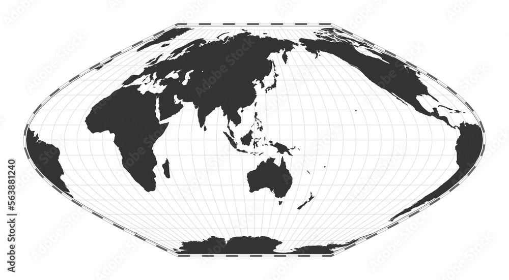Poster vector world map. mcbryde-thomas flat-polar sinusoidal equal-area projection. plain world geographic