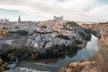 Fototapeta na wymiar View of the city of Toledo and the Tagus river from the viewpoints, Spain