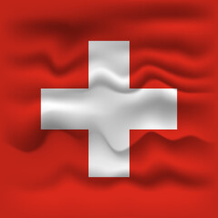 Waving flag of the country Switzerland. Vector illustration.