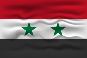 Waving flag of the country Syria. Vector illustration.