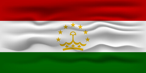Waving flag of the country Tajikistan. Vector illustration.
