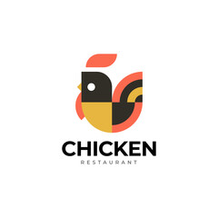 Chicken restaurant logo template. Geometric chicken logo design. Butcher shop or restaurant logo. Vector illustration