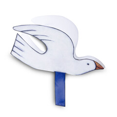 Paloma de La Paz, señalador de libros sobre fondo blanco. Dove of Peace, bookmark on white...