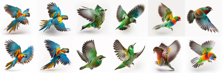 set of colorful birds