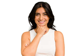 Young indian woman face closeup cut out isolated