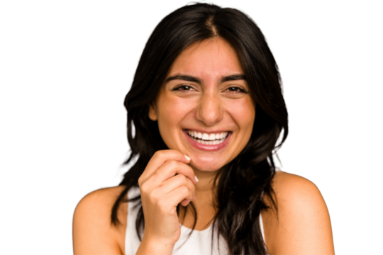 Young indian woman face closeup cut out isolated