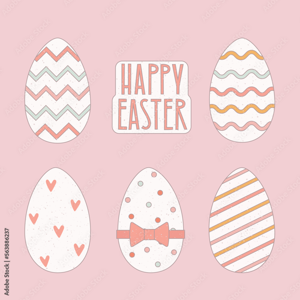 Wall mural Texture grunge Easter eggs set. Vector illustration for greeting card, banner - Wall murals