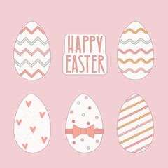 Texture grunge Easter eggs set. Vector illustration for greeting card, banner