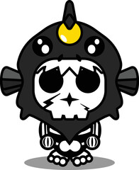 vector illustration of mascot costume cartoon character animal man angler fish cute skull