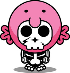 vector illustration of mascot costume cartoon character animal man blob fish cute skull