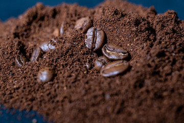 Coffee beans close-up.Macro photo of coffee beans.