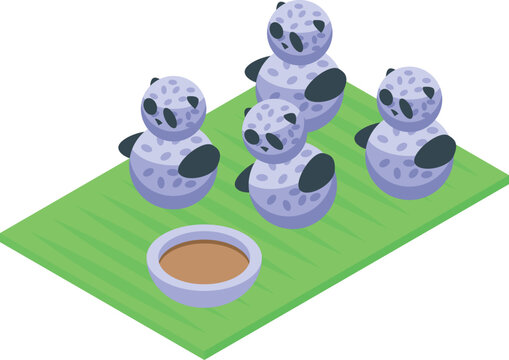 Rice panda food icon isometric vector. Japan plate. Dinner menu